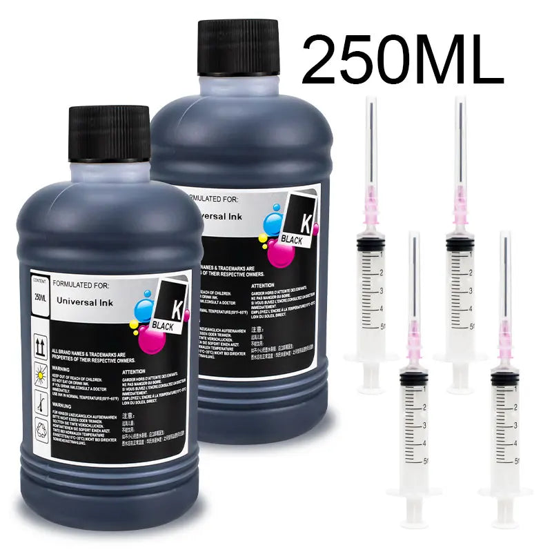 250ml Refill Dye Ink Kit Universal Ink Compatible for HP Canon Epson Brother Printer and Ink Cartridges For HP301 302 304 305