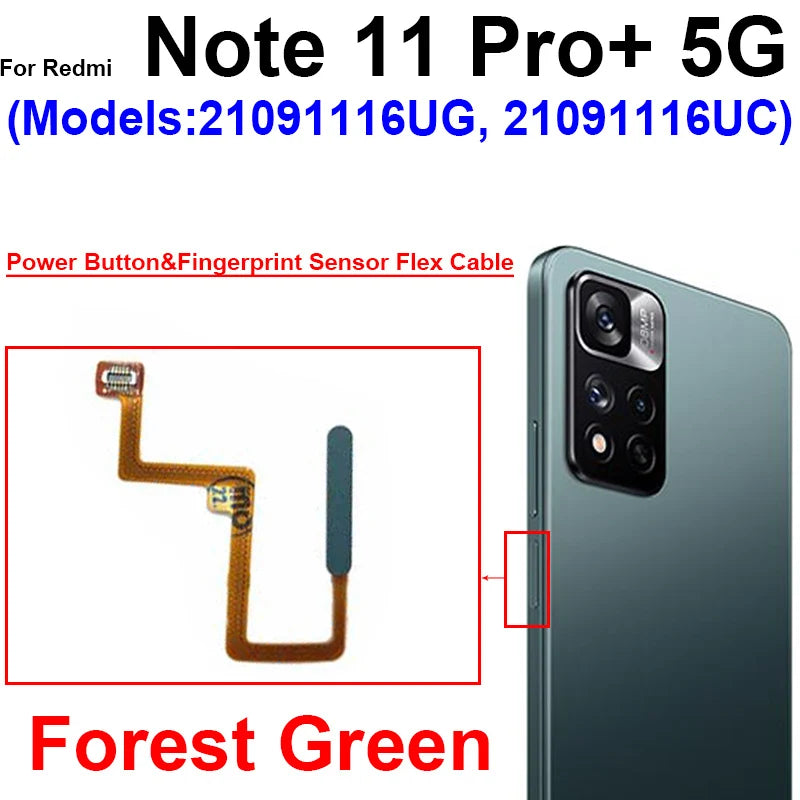 Fingerprint Sensor Flex Cable For Xiaomi Redmi Note 11 11 Pro 11Pro Plus 4G 5G Fingerprint Sensor Power Button Flex Ribbon Parts