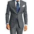 Men's Classic Stripe Suits 2 Piece ( Blazer+Pants ) Notch Lapel 2 Buttons Slim Fit Jacket & Trousers for Business Casual Wedding
