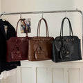 LEFTSIDE Big PU Leather Short Handle Shoulder Bag for Women 2025 Winter Luxury Tote Bag Lady Designer Retro Handbags and Purses