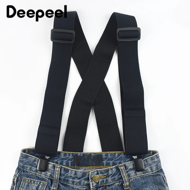 Deepeel Fashion 5cm Wide Adults Men's Suspenders Adjust Elastic Strap X - type 4 Clips Male Braces Harness - Visuel 6 | SAMAG