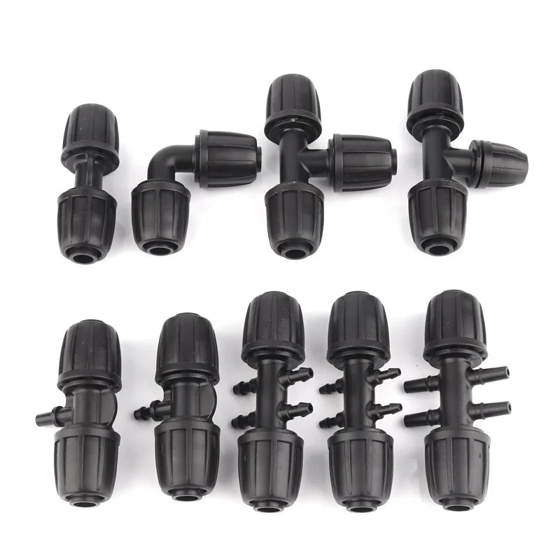2~10Pcs 16mm PE Pipe Connectors Garden Watering Irrigation Joints Agricultural Irrigation Quick Connector Straight Elbow Tee