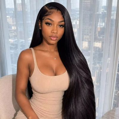 16 42 Inch Straight Lace Front Wigs Human Hair 13X4 Hd Lace Frontal Wig 250 Density Bone Straight Brazilian Human Hair Wig Straight Closure Wig for Women