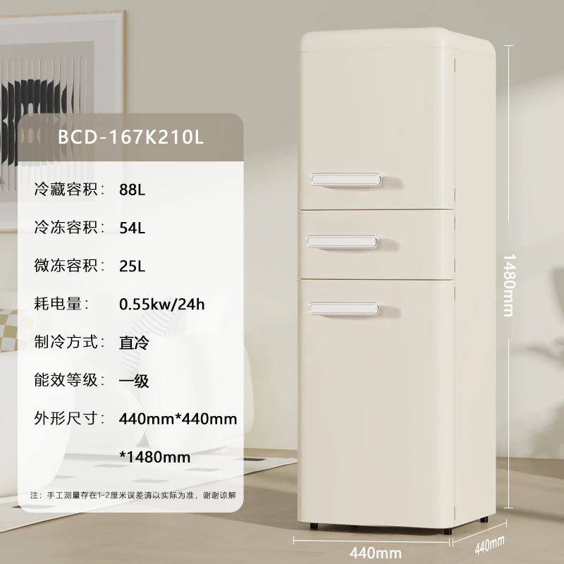 refrigerator retro single door double door small household kitchen refrigerated and frozen mini