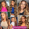 Honey Blonde Ombre Highlight Body Wave Lace Front Human Hair Wigs Pre Plucked Glueless Straight Deep Wave Frontal Wigs For Woman On Clearance Sale