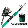 Telescopic Spinning Sea Fishing Rod and Reel Combo Superhard Short Jigging Pole 1.8-3.6m Baitcasting Wheel 5.2:1 High Speed