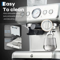 20 Bar Stainless Steel Espresso Machine With Grinder & Milk Frother 2.8L Removable Tank Adjustable Shot Volume For Home Office