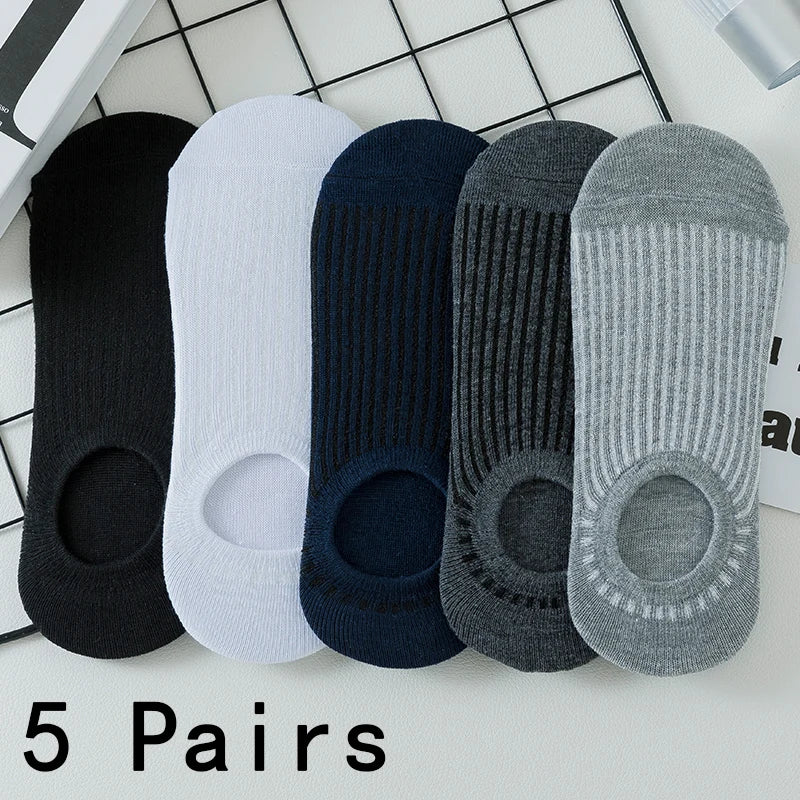 5pairs Men's Fashion Sports Socks, Striped Cotton Sweat | SAMAG