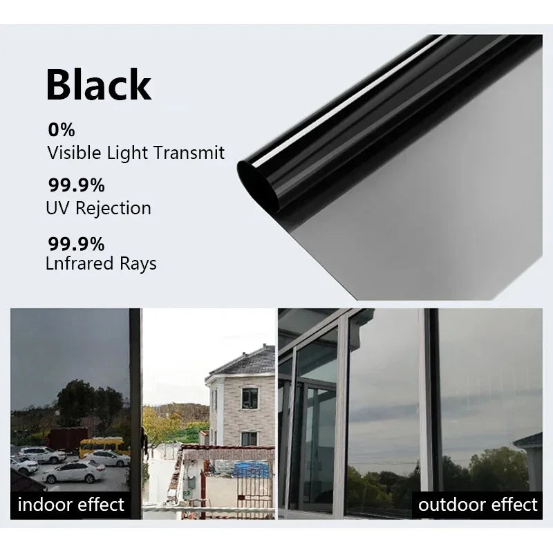 One Way Window Privacy Tint Film Anti Look Vinyl Mirror Self-adhesive Film Sun Blocking Anti UV Static Cling Stickers Home Decor
