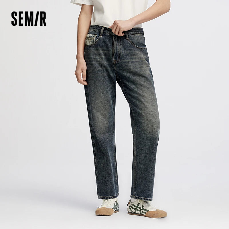 Semir Men Jeans Retro Washed Loose Straight Autumn Soft | SAMAG