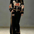 Autumn Animal Print Coat Trousers Suit Women Zipper Casual Long Sleeve Female Coats Satin 2 Pieces Set High Waist Pant Lady Sets