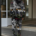 The new men's hoodie set for Spring and Autumn features a casual fashionable and comfortable 3D graffiti - View 3 | SAMAG