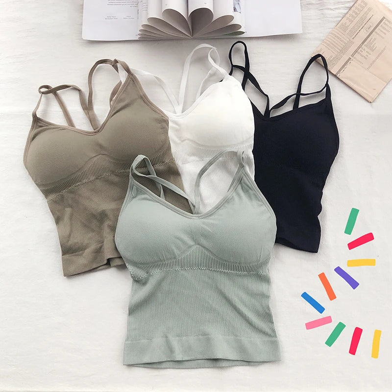 Women Cotton Lingerie Push Up Bra Sexy V Neck Tube Top Fashion Solid Color Underwear Female Soft Brassreie With Chest Pad