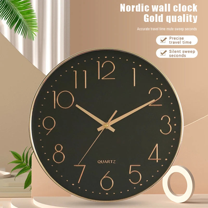 12 Inches Wall Clock Modern Design Nordic Wood Living Room Silent Clock Mechanism Bedroom Kitchen Office Brief Clocks Mechanism