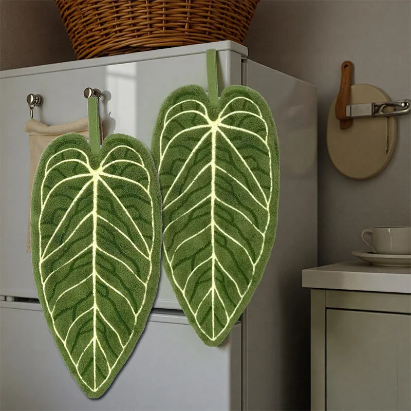 Towels Ultra-Absorbent Quick-Dry Bathroom & Kitchen Towel - Tropical Leaf Design Hand/Thumb Towel with Hanging Loop