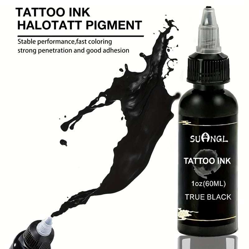 SUANGL 60ml Black Tattoo Ink Professional Tattoo Oil Ink Good Light Transmission Finely Ground Easy Shading Black Tattoo