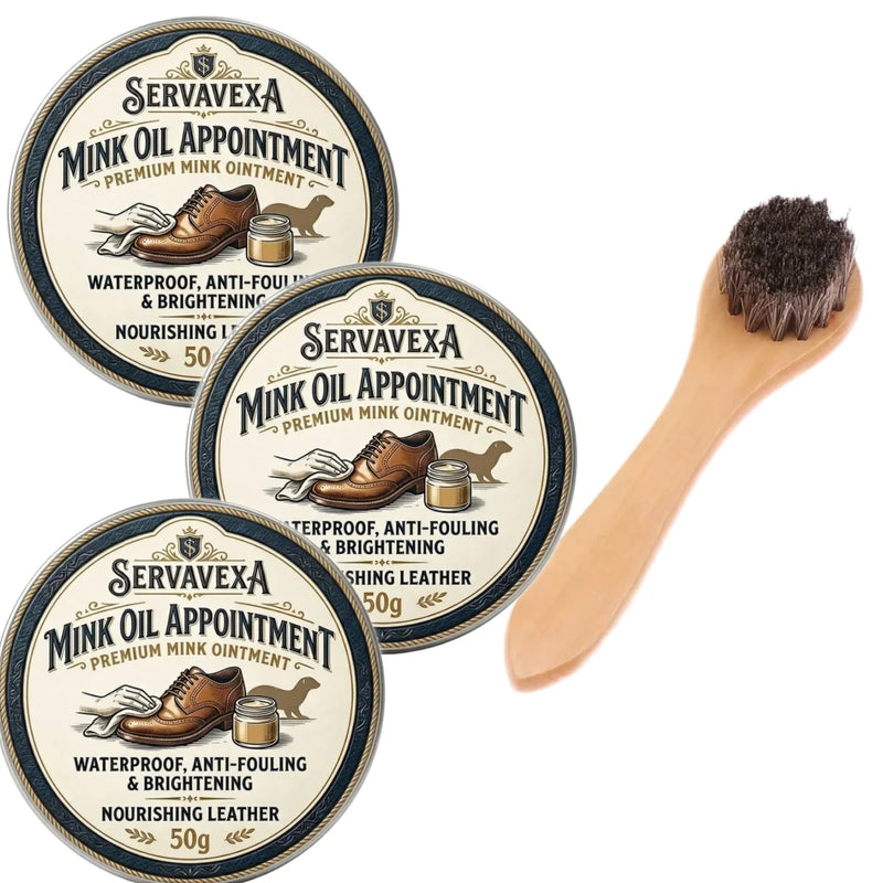 Premium Mink Oil Leather Conditioner & Waterproof Shoe Polish Kit with Brush | Deep Nourishing Care for Boots and Bags