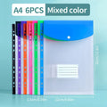 6/12pcs A4 11 Holes Binder Pocket Organizer Folders Transparent File Bag Document Pouch with Button Label for School Home Office