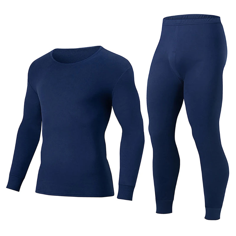 2-piece Autumn And Winter Men's Solid Color Simple and Versatile Round Neck Warm Underwear Set Comfortable Youth Home Clothes