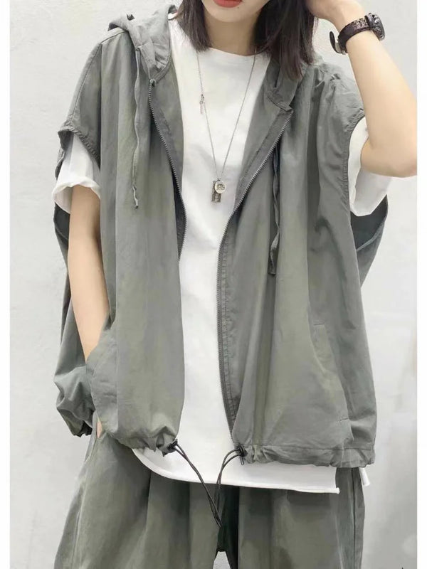 Men's Summer New Loose Thin Fashionable Vest Design Sense Top Hoodie Trendy Outerwear Casual Youthful Style Daily Wear