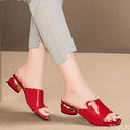 Luxury plus size Women's Slippers Summer new soft leather shoes Fashion fish mouth ladies Shoes Thick heel open toed slippers