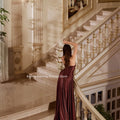 Booma Mermaid Strapless Pleat Shiny Brown Evening Dresses | SAMAG