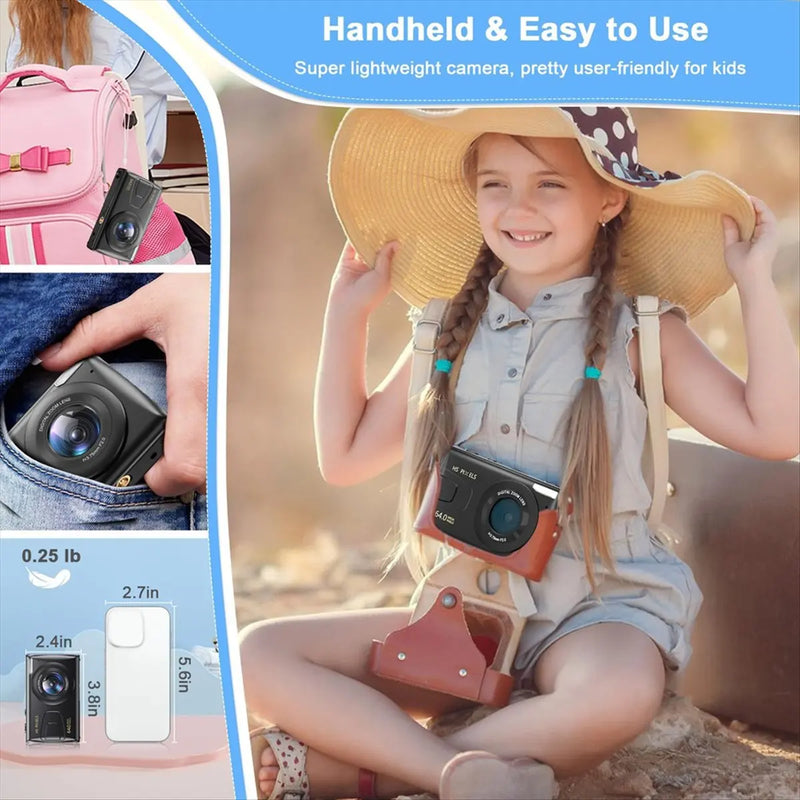Digital Camera, 4K Children Camera for Photography, 64MP MP3 Player Camera, 2.8Inch IPS Screen, Auto Focus (Black)