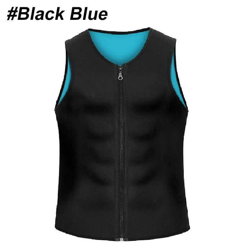 1PCS Zipper Sauna Tank Top for Men, Hot Neoprene Waist Trainer Vest, Sweat Slimming Corset Body Shaper for Workout Exercise