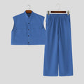 INCERUN Men Sets Solid Sleeveless Crop Tops Shirt Pants | SAMAG