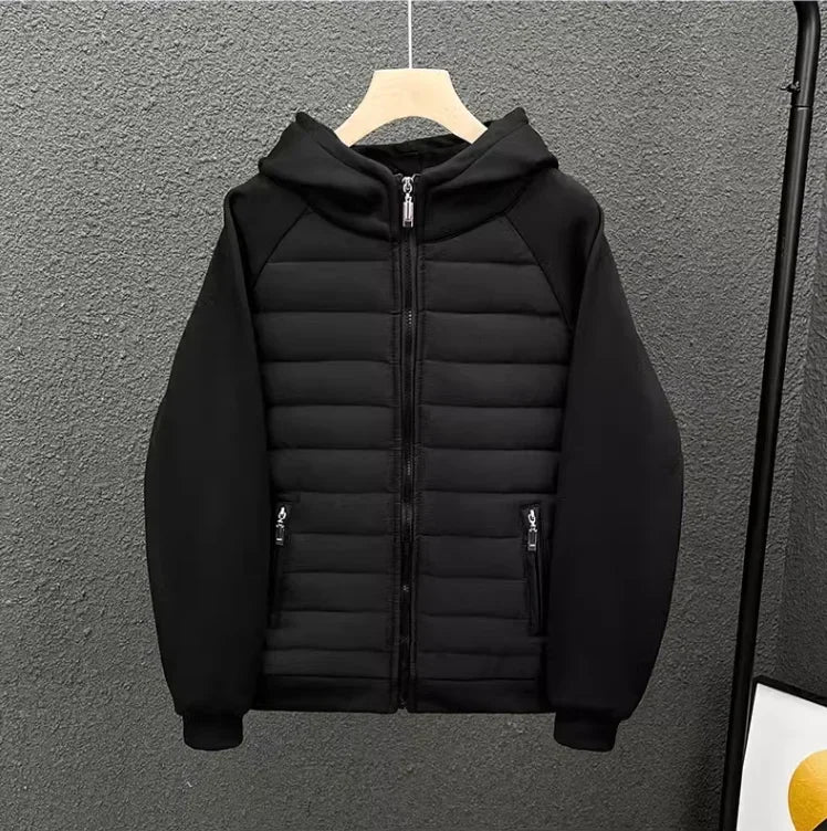 Trendy Hooded Solid Color Cotton Coat Jacket Grey Black White Loose Fit Versatile Casual Unique Couple Style Jacket For Men