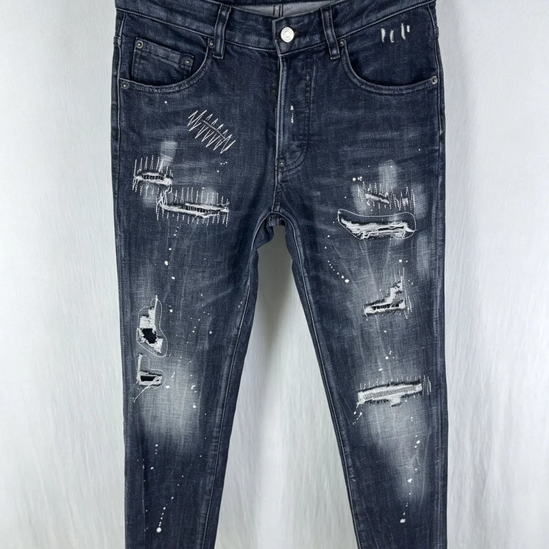 6060 Four Seasons New Men's Washed Ripped Patch Old | SAMAG