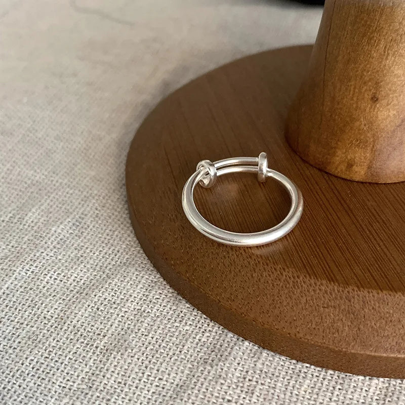 VENTFILLE 925 Sterling Silver Ring for Women Girl Gift Retro Open Trend Unique Design Geometric Asymmetric Jewelry Dropship