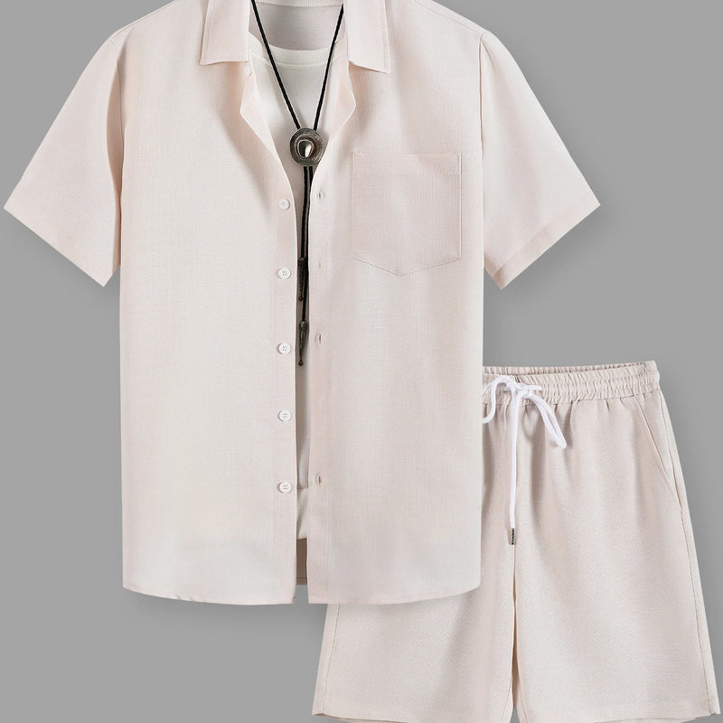 Summer Men's Cotton Linen Texture Lapel Short Sleeve | SAMAG