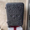 20 inc Black Skull Cabin Rolling Luggage Carry On Size Spinner Hardside Trolley Suitcase On Wheels