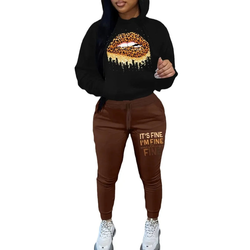 Autumn Winter Women's Tracksuit with Oversize Classic Two Piece Set Women Casual Hoodie&Trouser Suits Fitness Jogging Sports Set