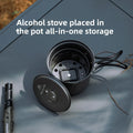 MOUNTAINHIKER Ultralight Portable Alcohol Stove Set with Pot, Camping Cookware Set, Windproof Integrated Cooking Kit for Hiking