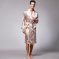 Loose Kimono Robe Wear Printing Nightgown Silky Men's Pajamas Long-sleeved Bathrobes Homewear