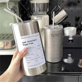 Portable 600ml Thermos Cup 304 Stainless Steel Coffee Mug Thermal Leak-proof Water Bottle with Straw Insulated Bottle Drinkware