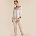 Tcyeek, 100%Real Silk Casual Pajamas Set, Women Long Sleeve Top Pants, Solid Home Clothing Set, 2024 Summer Autumn S48024QC