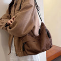 Retro Large Capacity Hobo Bag for Women Casual Soft Shoulder Bag Minimalist Underarm Handbag Adjustable Strap Commuter Tote