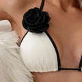Sexy 3D white black flower patchwork bikini sets string | SAMAG