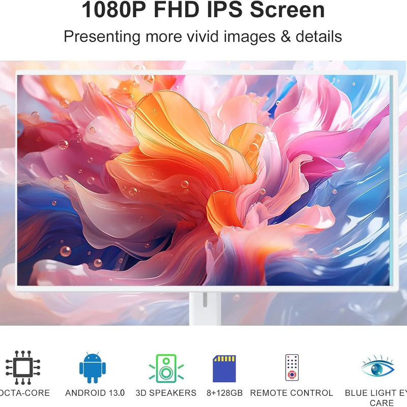 32" Smart Portable TV 1080P, 8+128G, HshWeiy Portable Touch Screen TV Qualcomm 665 CPU, Full Swivel Rotation Rolling TV