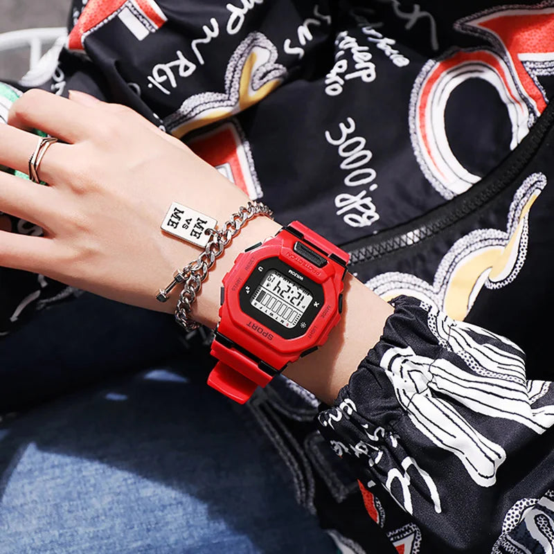 NEW Electronic Watches, Square Alarm - clock Luminous Multi - functional Trend Sports Student Watch LED - Visuel 3 | SAMAG
