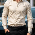 Men's dark plaid long sleeved shirt slim fit European | SAMAG