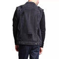 Men Vests Denim Sleeveless Turn Down Collar Spliced Solid Vest Single Breasted Pockets Casual Coats Hole Male Summer 2025