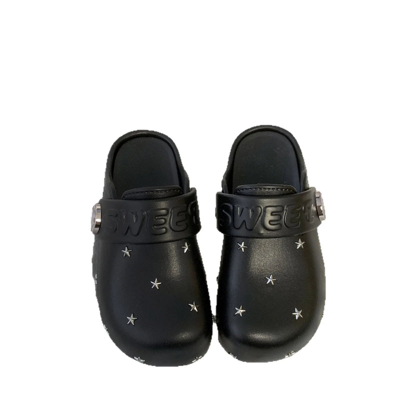 Small and high-end star studded toe caps, thick soled M ü ller shoes, versatile for summer commuting and outdoor wear