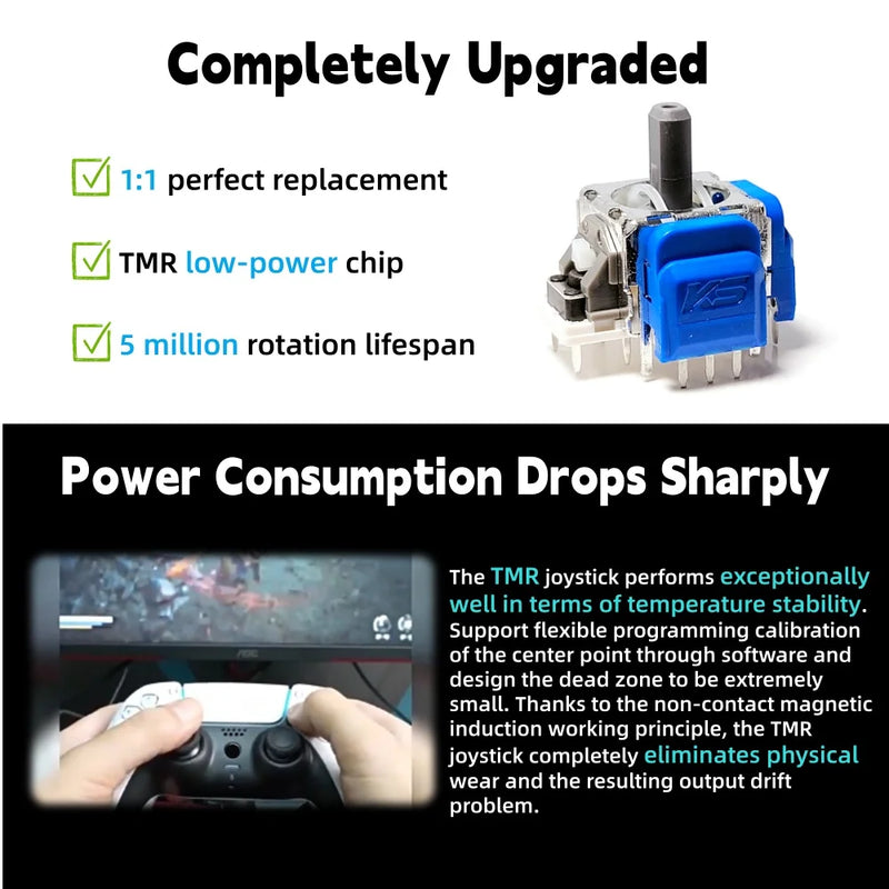 Hall/TMR Electromagnetic Joystick for PS5 PS4 Controller Thumb Stick Joystick Cap No-Drift 3D Analog Sensor Upgrade Replacement