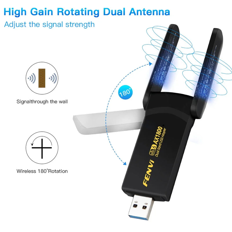 Fenvi WiFi 6 AX1800 USB 3.0 Adapter Dual Band 2.4G/5Ghz Receiver Dongle Network Card Antenna Wireless For - Visuel 5 | SAMAG
