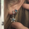 VENTFILLE 925 Sterling Silver CZ Star Moon Asymmetric Hoop Earrings for Women Girls Gold Silver Color Party Jewelry Gifts