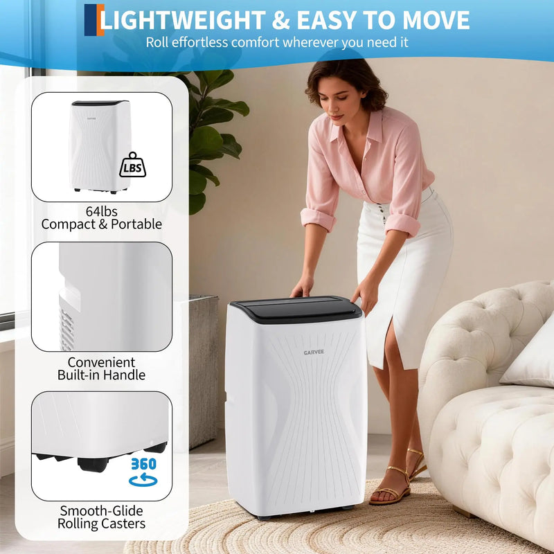 14000 BTU Portable AC Unit For 700 Sq Ft, 3-in-1 Air Conditioner, Fan & Dehumidifier, Remote, Window Kit, LED Panel